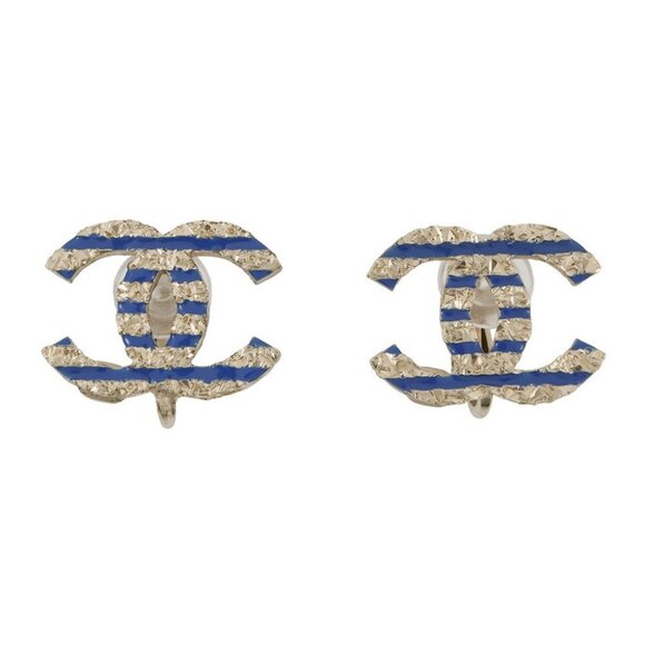 CHANEL CC Logo Earring Metal Gold/Blue - Picture 7 of 10